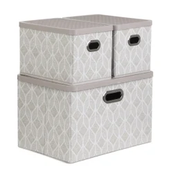 HOMLA Zestaw Koszy Do Przechowywania Nola Bezowych 1X39X27X17 Cm 2X18X26X17 Cm