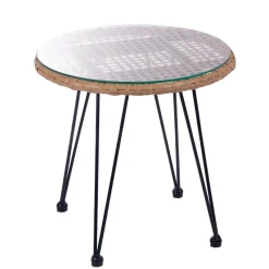 HOMLA Zestaw Mebli Leuca Boho Plecione Naturalne Z Dwiema Poduszkami 3 Szt. Naturalny Best