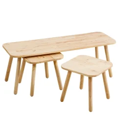 HOMLA Zestaw Stolikow Kawowych Jatil Naturalny 120X40X43\\40X40X35,5 Cm Discount