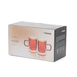 HOMLA Zestaw Szklanek Cembra Retro Z Podwojna Scianka I Bursztynowym Uchem 2 Szt. 0.35 Discount