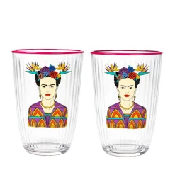 HOMLA Zestaw Szklanek Frida Kahlo Fuksjowych, 2 Szt. 0.38 Hot