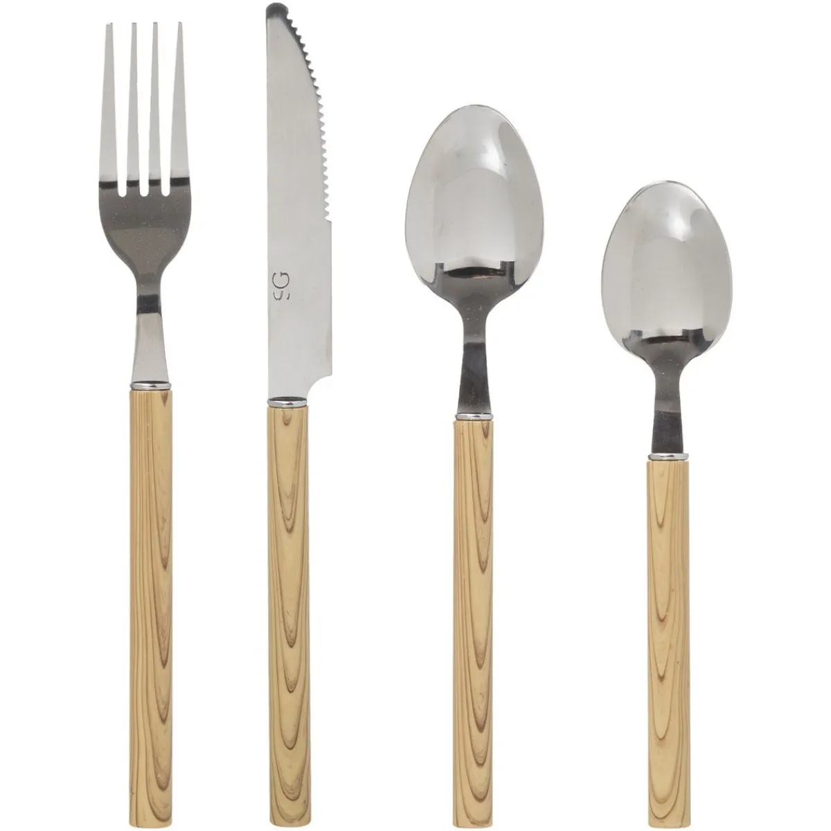 SECRET DE GOURMET Zestaw Sztućców Indonesie Z Imitacja Drewna 24 Szt. Naturalny Best